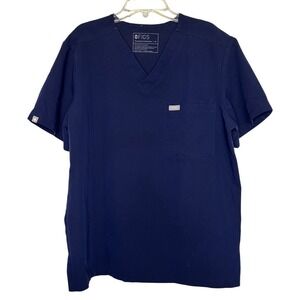 Figs Leon Three-Pocket Scrub Top Men Medium Navy Blue Medical Nurse